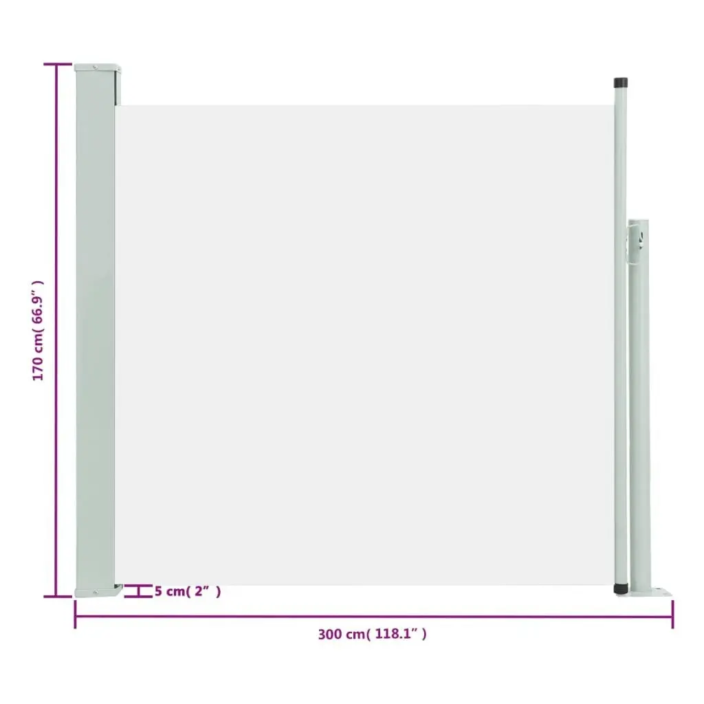 Patio Retractable Side Awning 170x300 cm Cream 48365