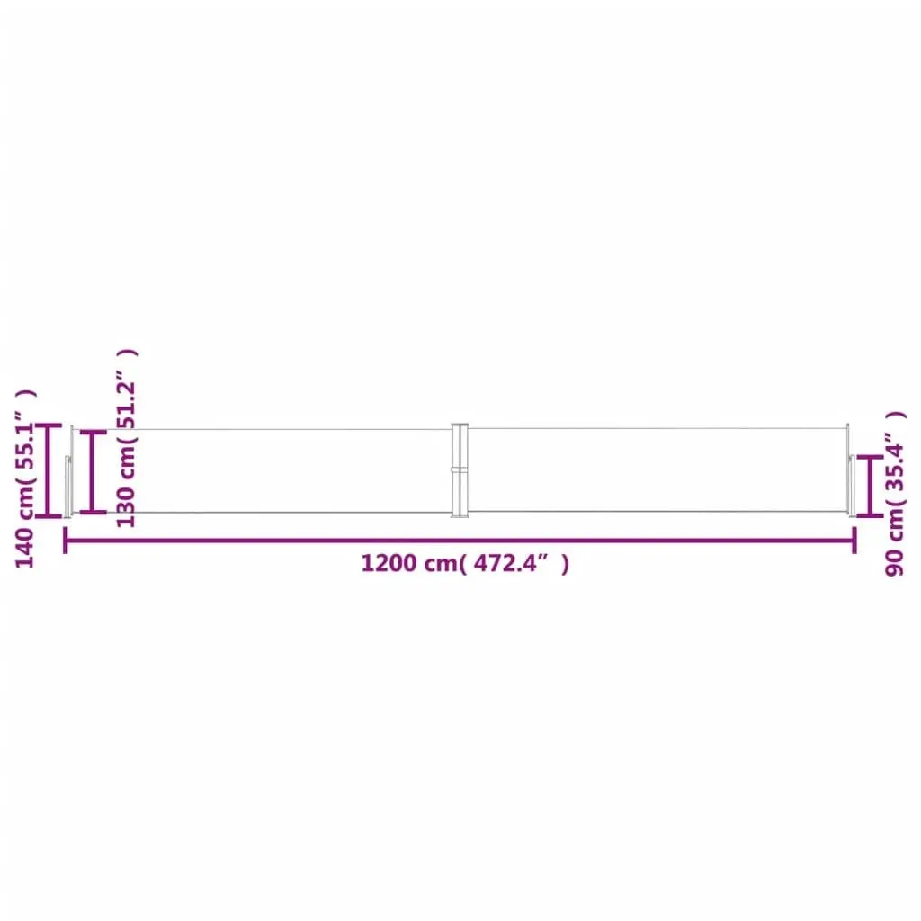 Patio Retractable Side Awning 140x1200 cm Cream 313388