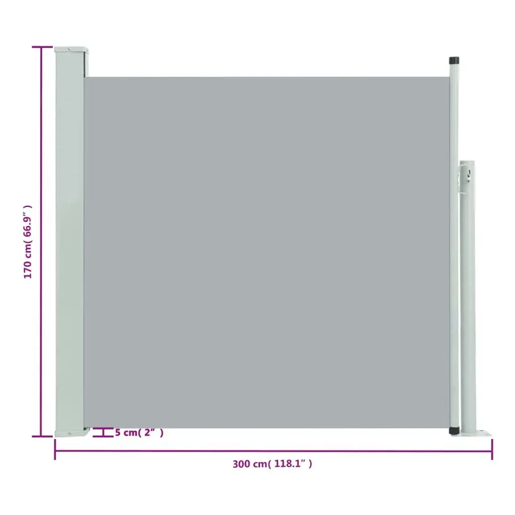 Patio Retractable Side Awning 170x300 cm Grey 48368