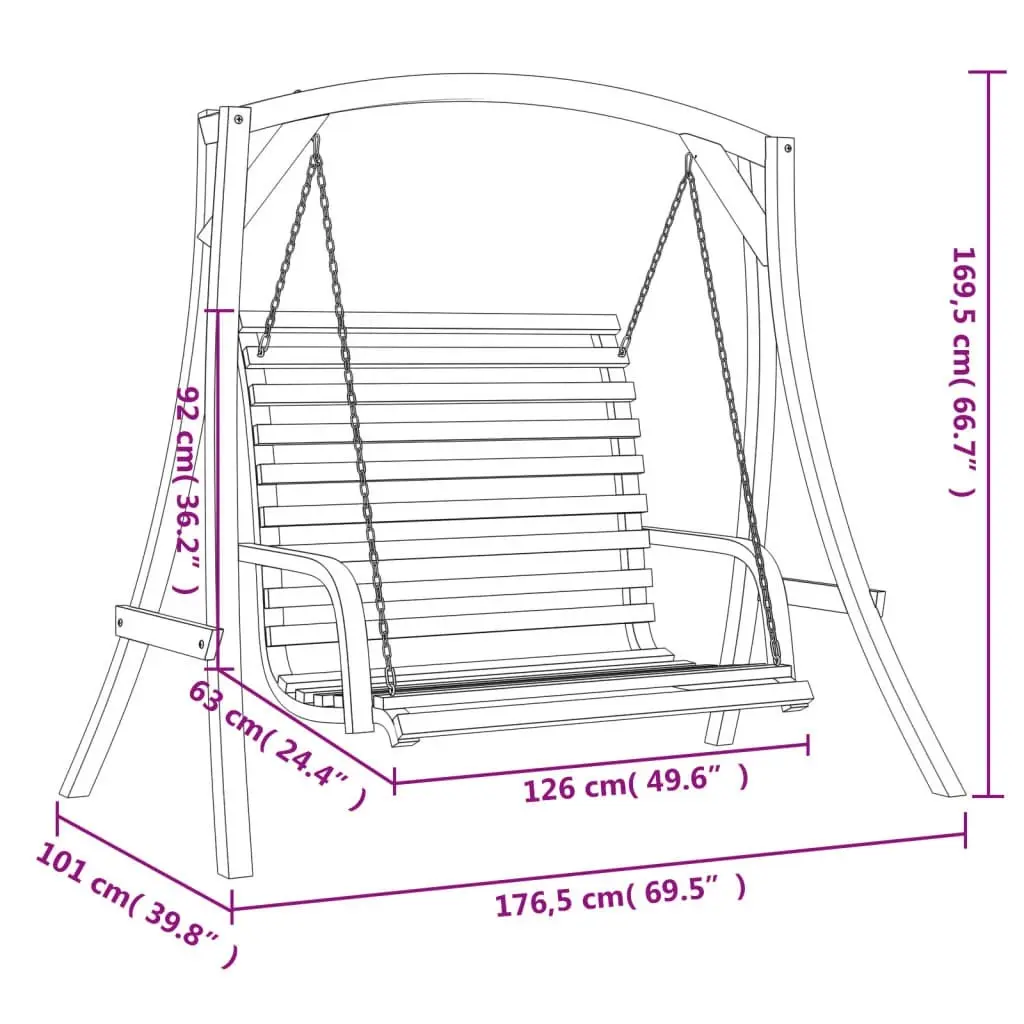 Swing Bench Solid Wood Spruce with Teak Finish 3200616