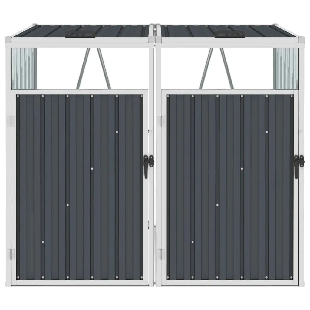 Double Garbage Bin Shed Anthracite 143x81x121 cm Steel 46279