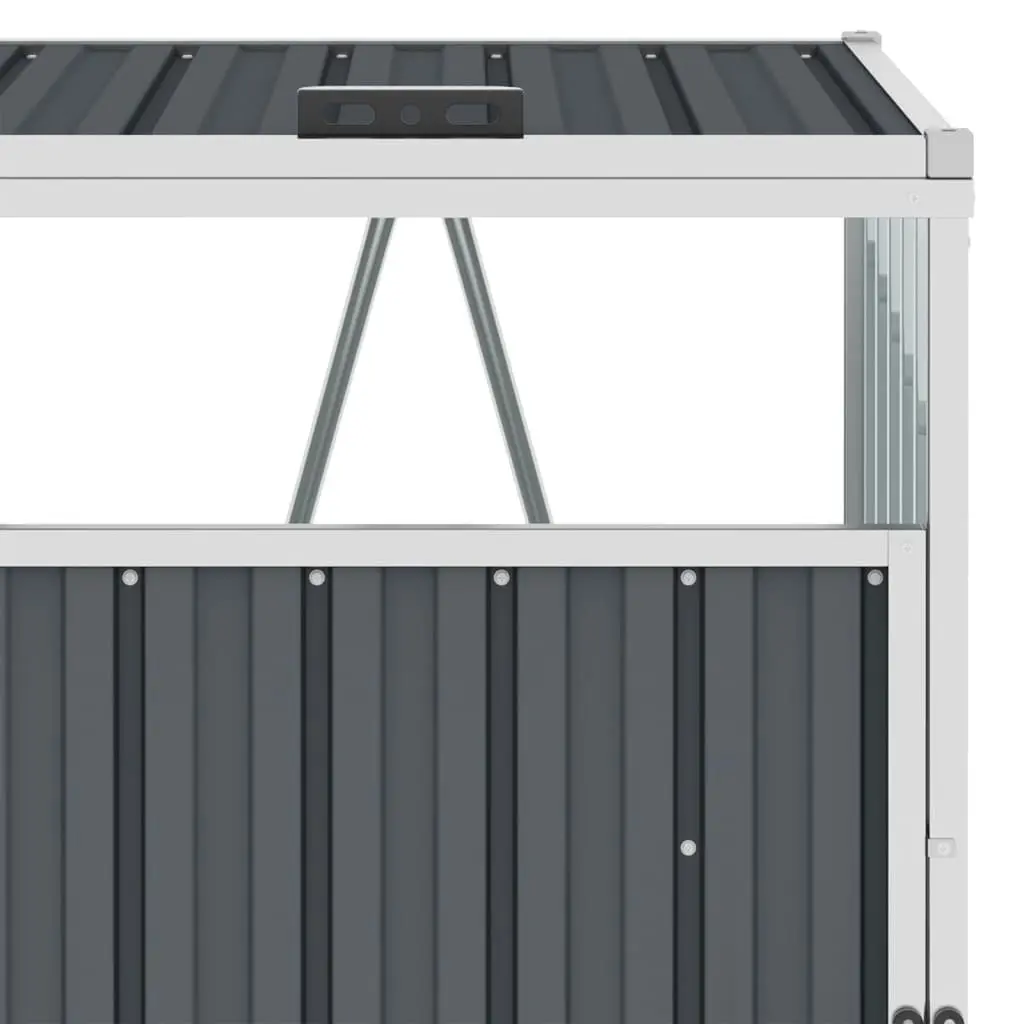 Double Garbage Bin Shed Grey 143x81x121 cm Steel 46278