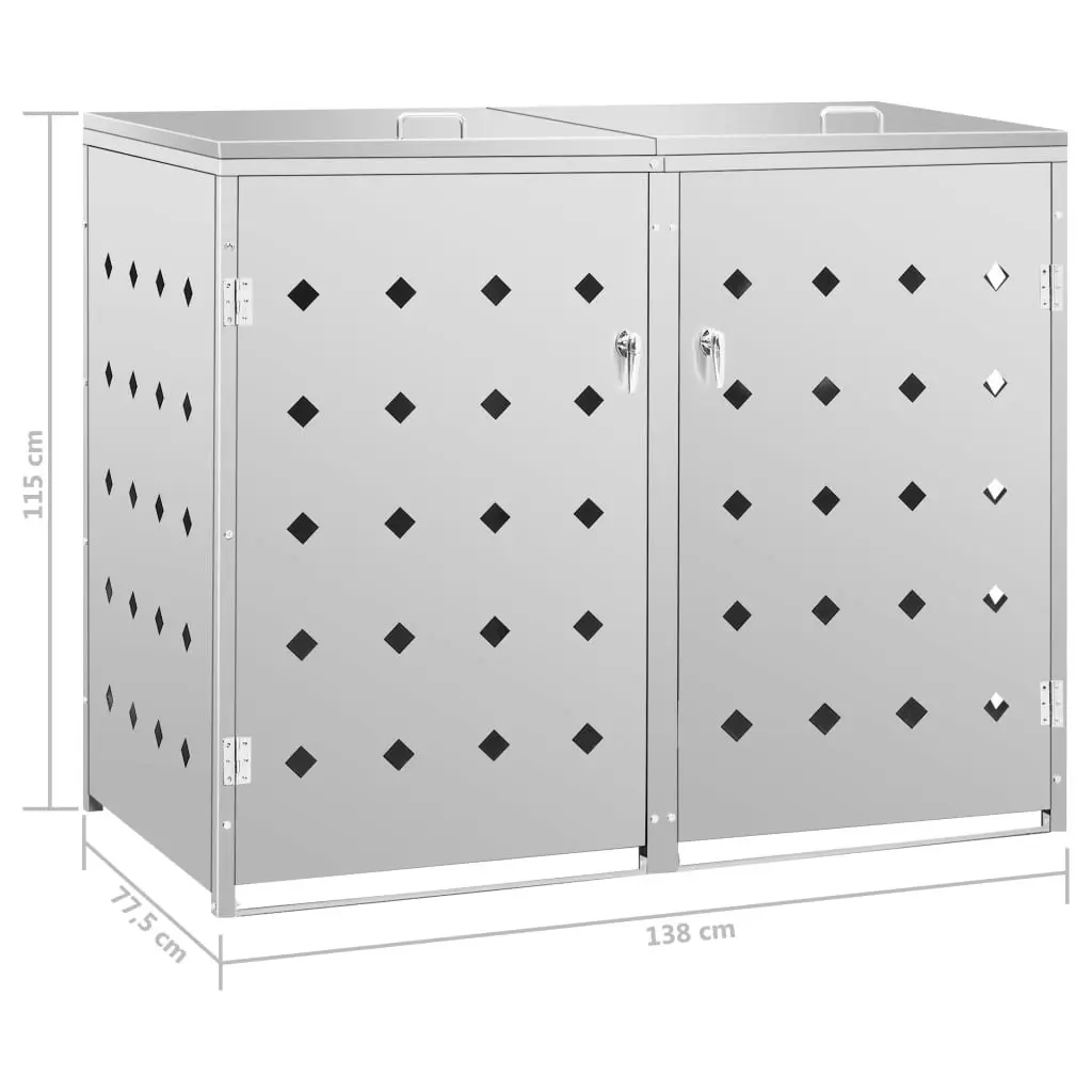 Double Wheelie Bin Shed 240 L Stainless Steel 145380