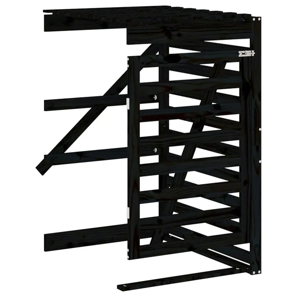 Double Wheelie Bin Storage Black Solid Wood Pine 3157689