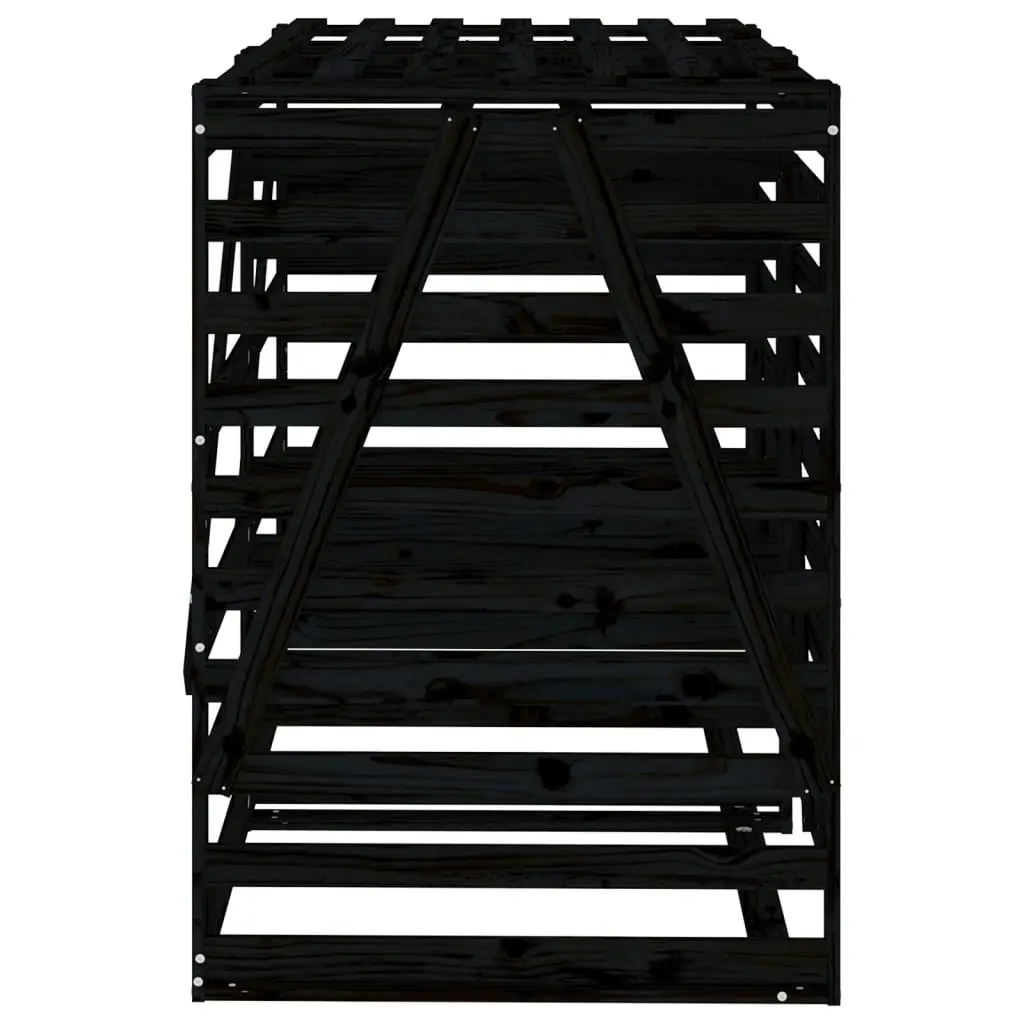 Double Wheelie Bin Storage Black Solid Wood Pine 3157689