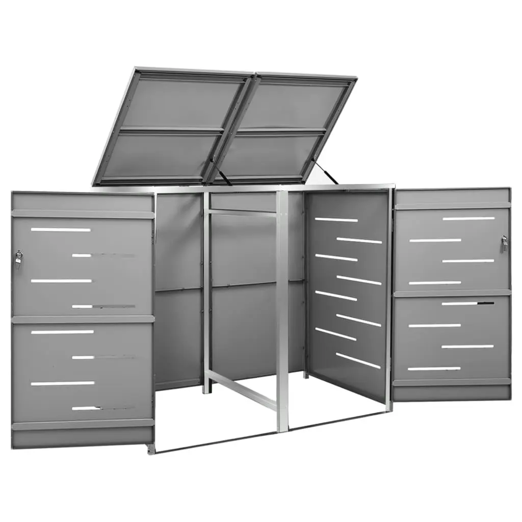 Double Wheelie Bin Shed 138x77.5x112.5 cm Stainless Steel 149555