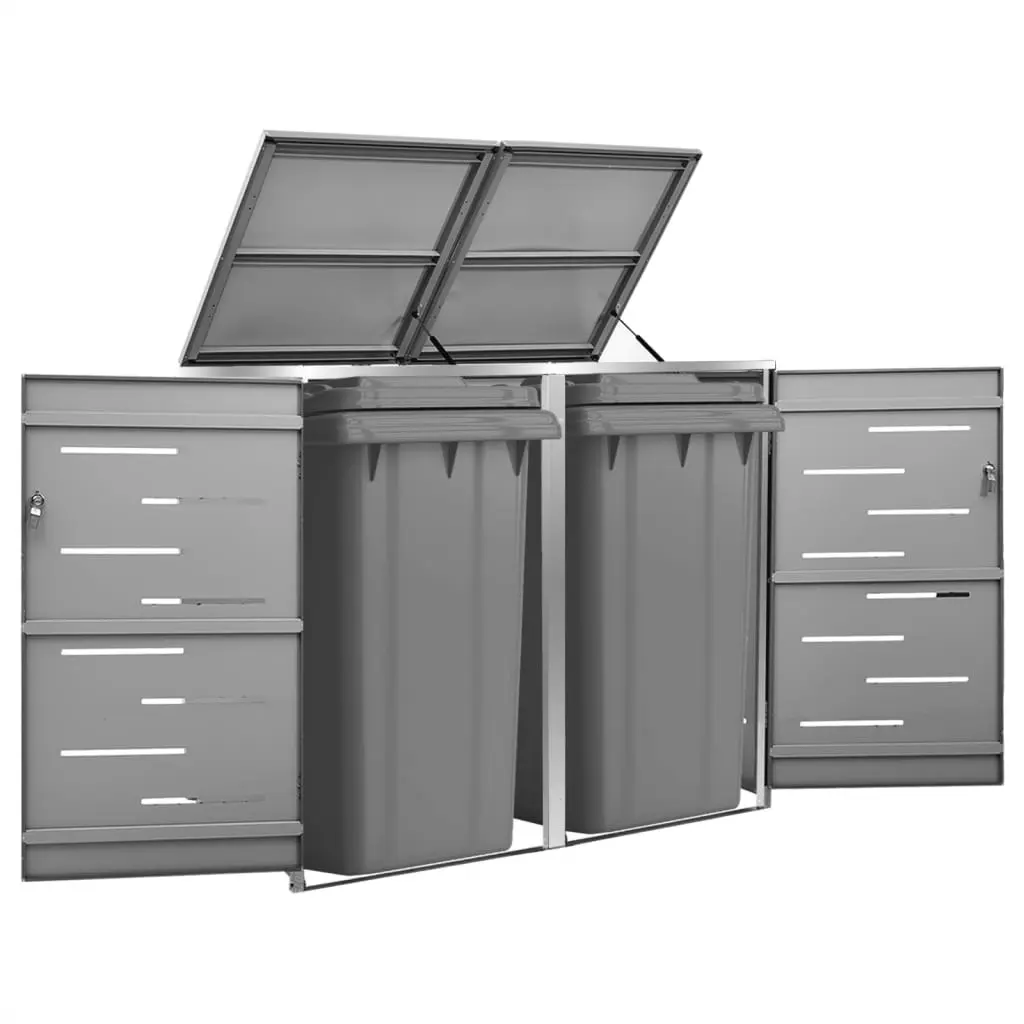 Double Wheelie Bin Shed 138x77.5x112.5 cm Stainless Steel 149555