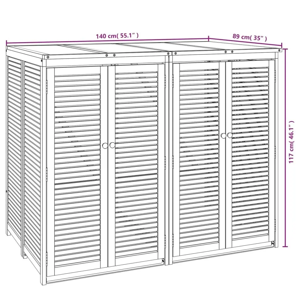 Double Garbage Bin Shed 140x89x117 cm Solid Wood Acacia 3155239