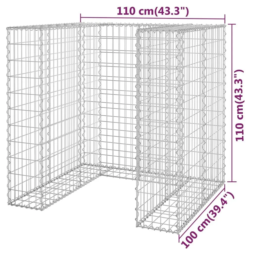 Gabion Wall for Garbage Bin Galvanised Steel 110x100x110 cm 151298