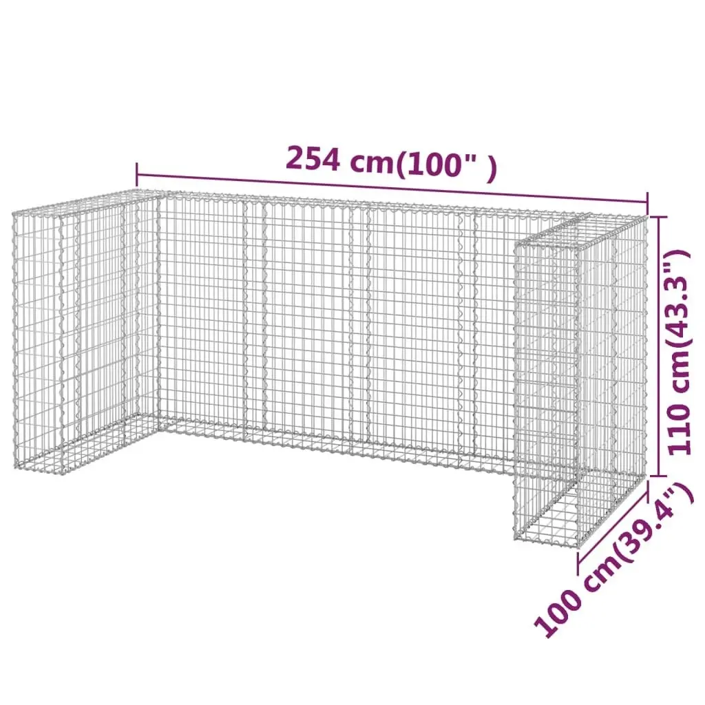 Gabion Wall for Garbage Bins Galvanised Steel 254x100x110 cm 151300