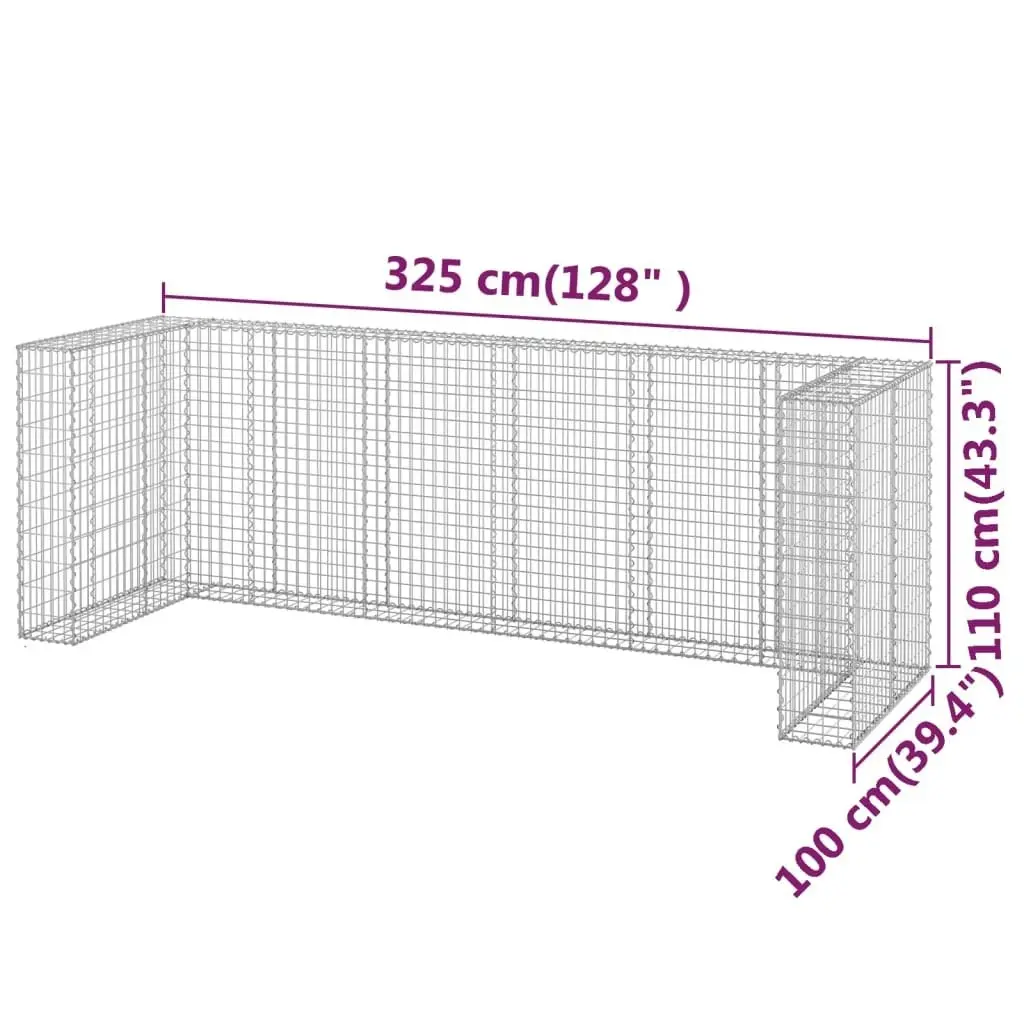 Gabion Wall for Garbage Bins Galvanised Steel 325x100x110 cm 151301