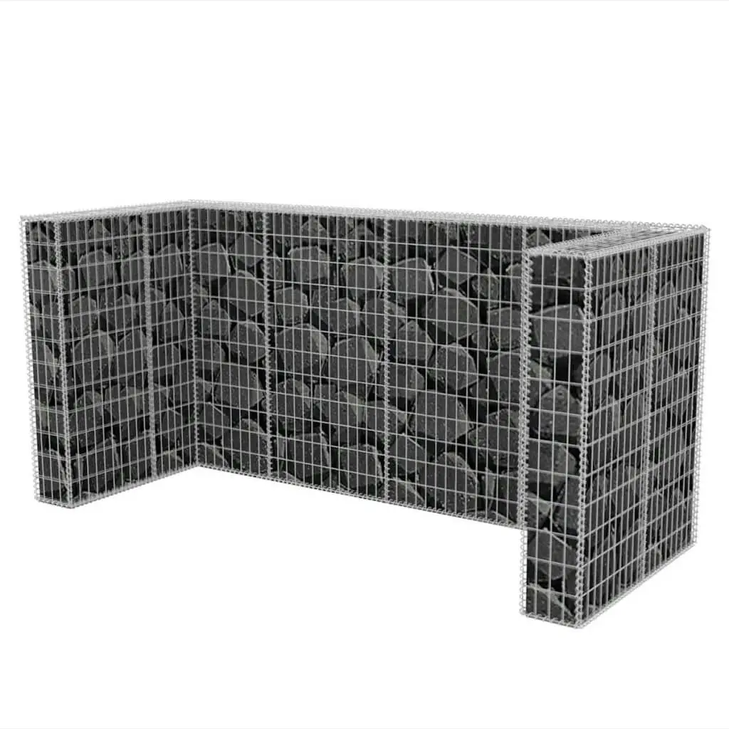 Gabion Triple Wheelie Bin Surround Steel 250x100x120 cm 142560