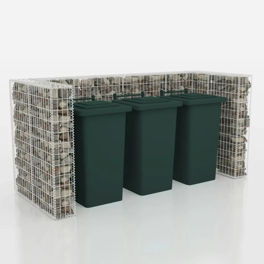 Gabion Triple Wheelie Bin Surround Steel 250x100x120 cm 142560