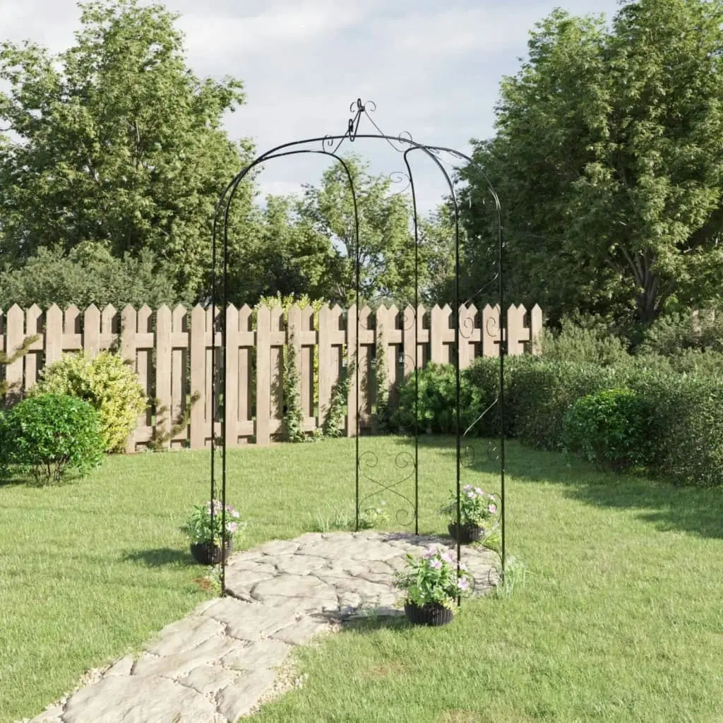 Garden Arch Black Ø180x255 cm Steel 319351