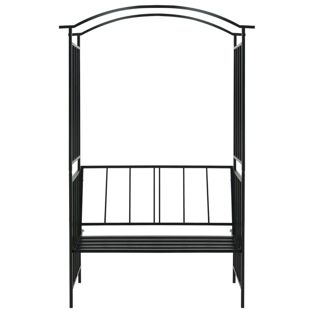 Garden Arch with Bench Black 128x50x207 cm Iron 47093