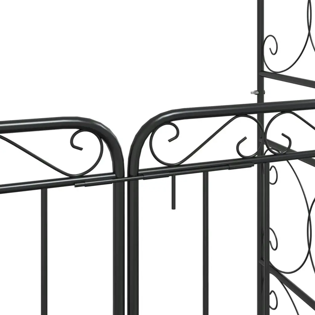 Garden Arch with Gate Black 108x45x235 cm Steel 319352