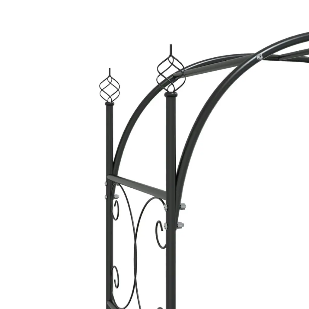 Garden Arch with Gate Black 108x45x235 cm Steel 319352