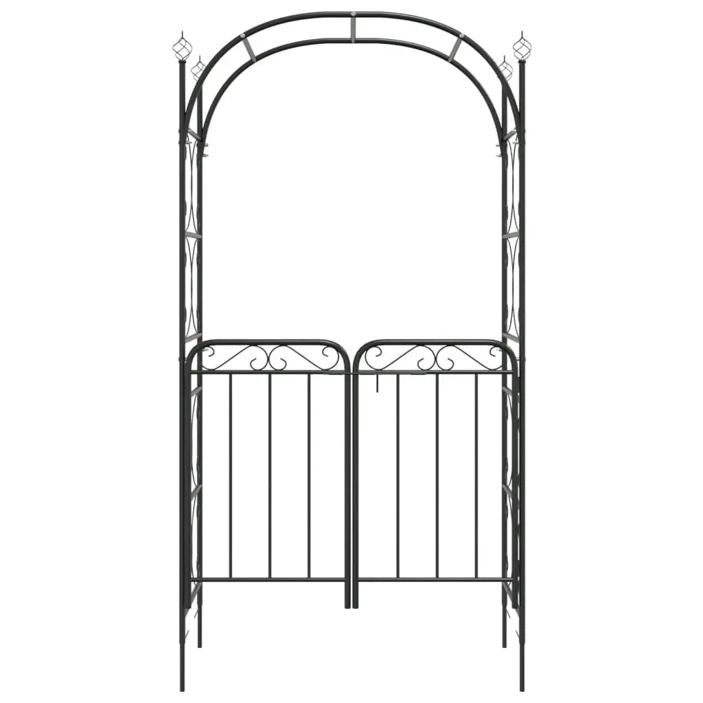 Garden Arch with Gate Black 108x45x235 cm Steel 319352