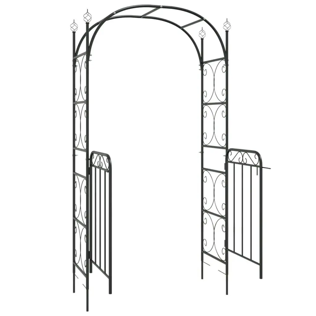 Garden Arch with Gate Black 108x45x235 cm Steel 319352