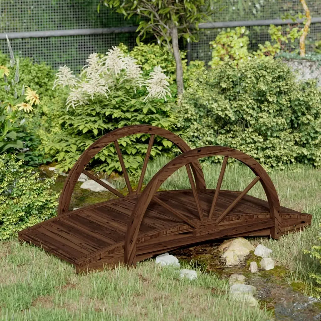 Garden Bridge with Half-wheel 99x50x38 cm Solid Wood Fir 363338