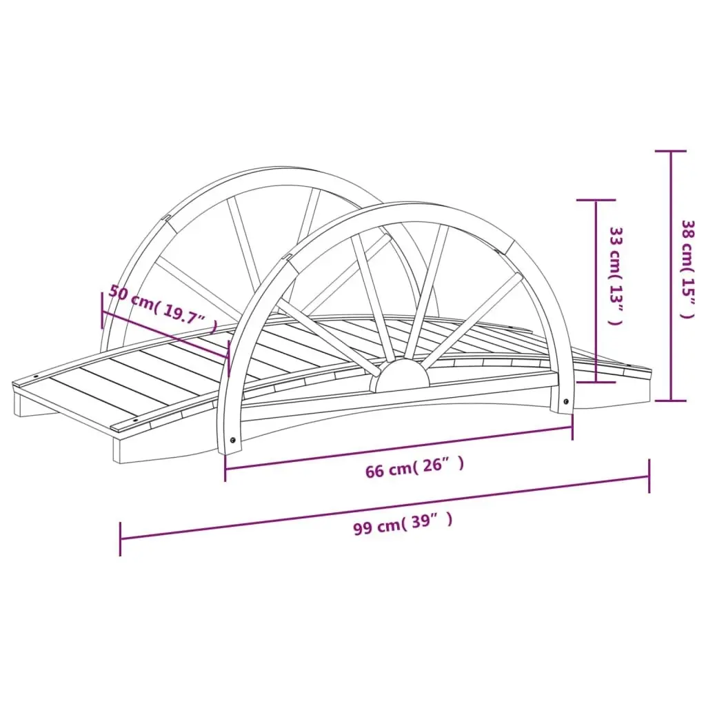 Garden Bridge with Half-wheel 99x50x38 cm Solid Wood Fir 363338