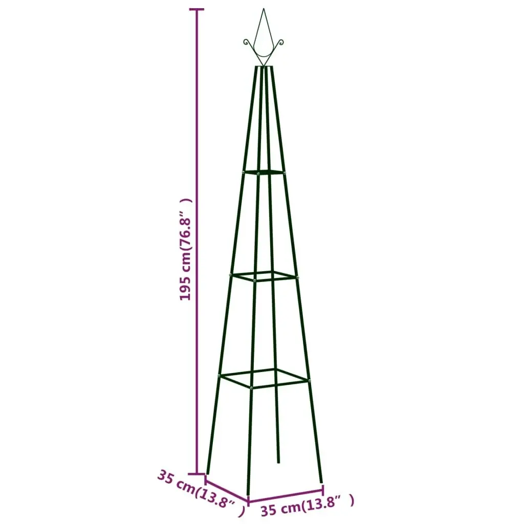 Garden Climbing Plant Racks 2 pcs Dark Green 35x35x195 cm Iron 47096