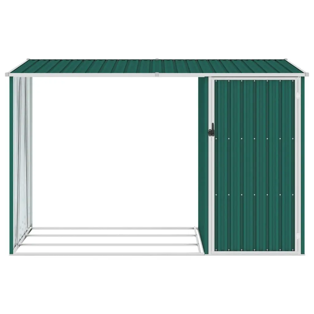 Garden Firewood Shed Green 245x98x159 cm Galvanised Steel 46293