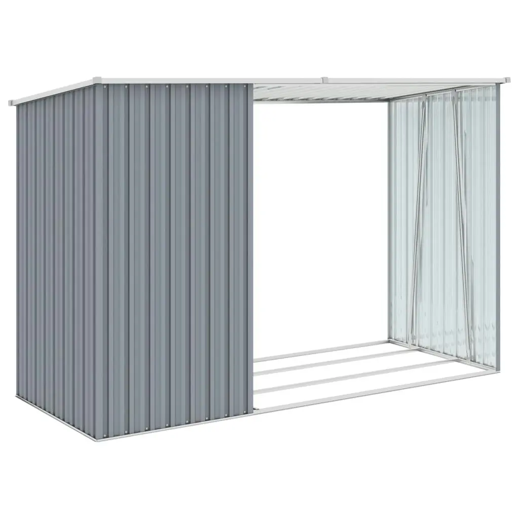 Garden Firewood Shed Grey 245x98x159 cm Galvanised Steel 46294