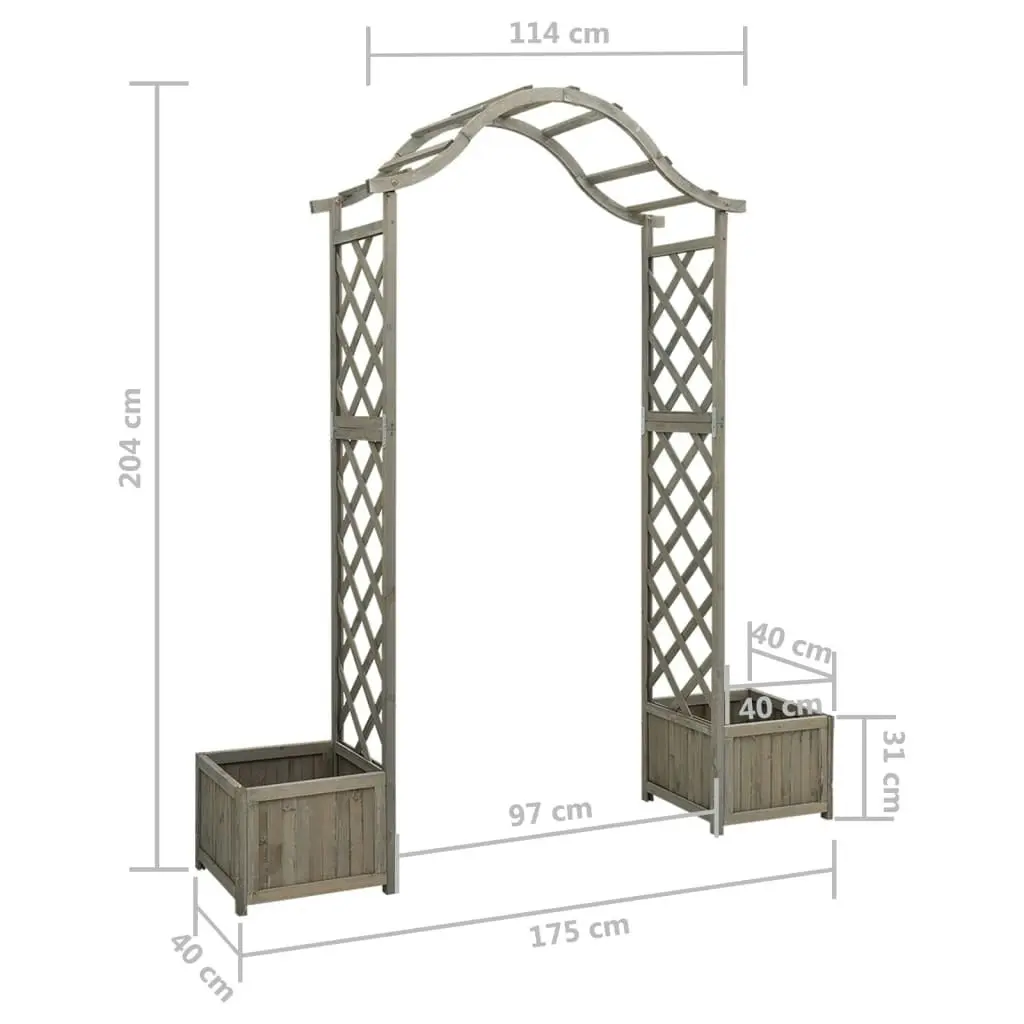 Garden Pergola with Planter Grey Solid Firwood 316392