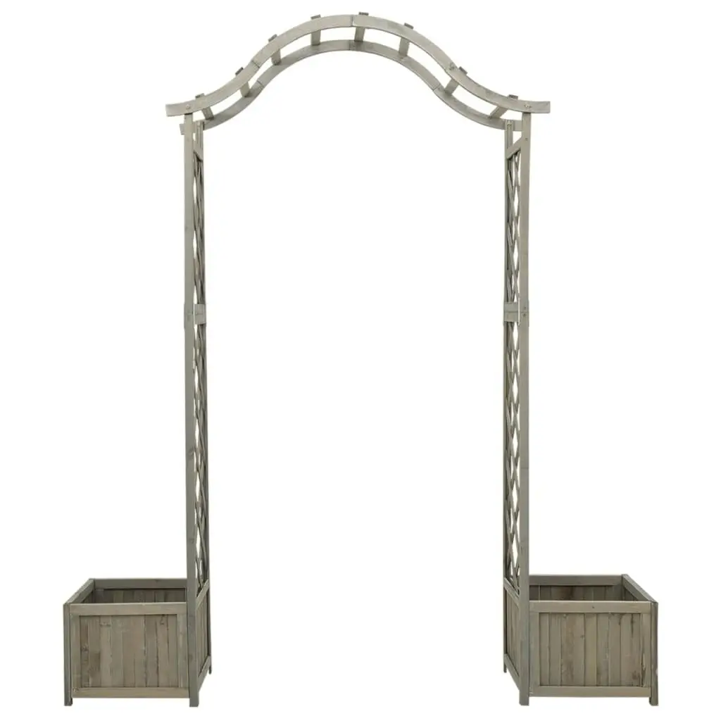 Garden Pergola with Planter Grey Solid Firwood 316392