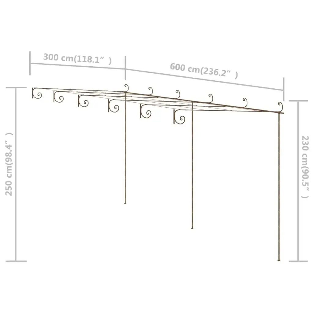 Garden Pergola Antique Brown 6x3x2.5 m Iron 313999