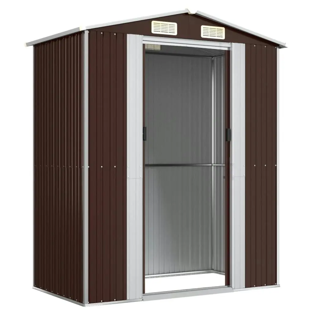 Garden Shed Dark Brown 192x108x223 cm Galvanised Steel 319273