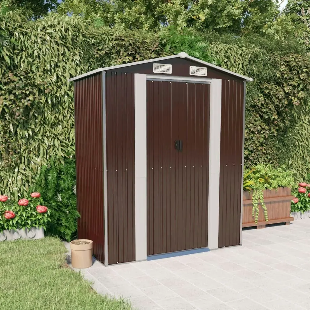 Garden Shed Dark Brown 192x108x223 cm Galvanised Steel 319273