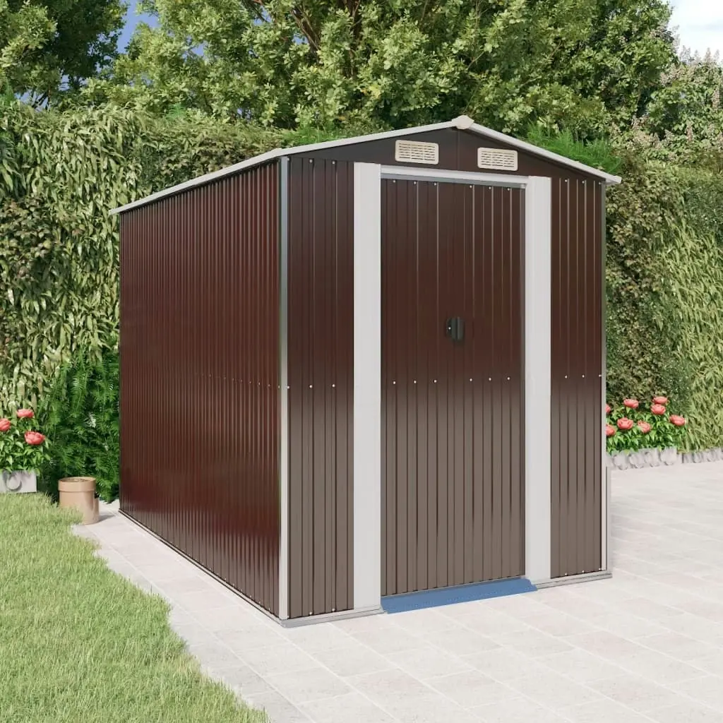 Garden Shed Dark Brown 192x274x223 cm Galvanised Steel 3147461