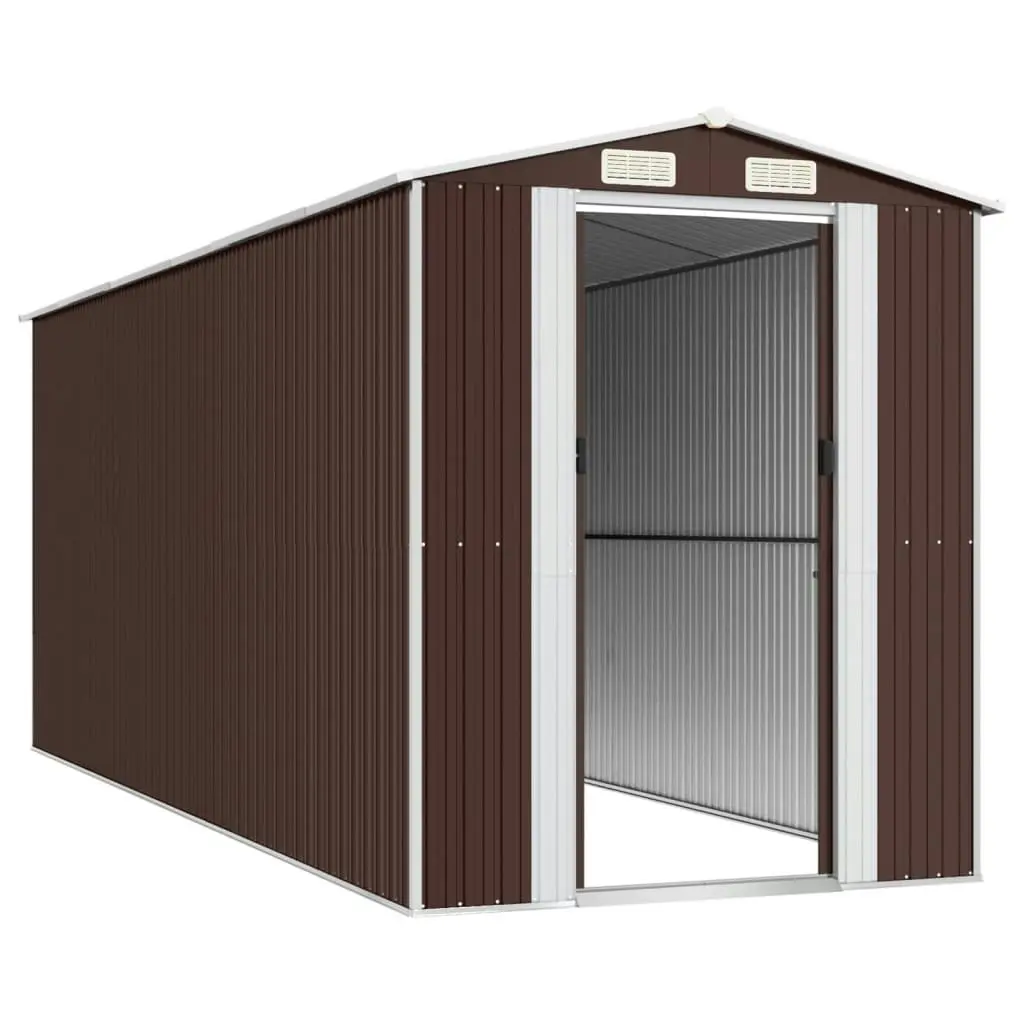 Garden Shed Dark Brown 192x523x223 cm Galvanised Steel 3147464