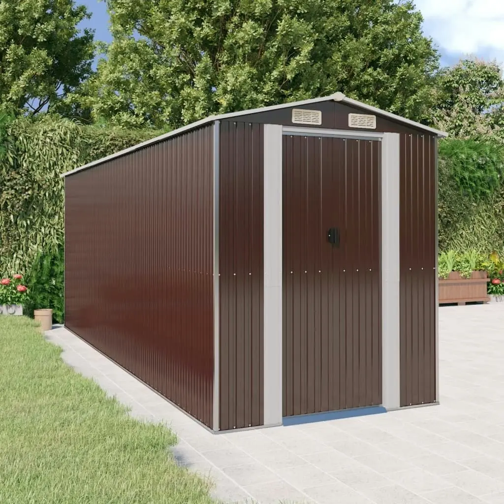 Garden Shed Dark Brown 192x523x223 cm Galvanised Steel 3147464