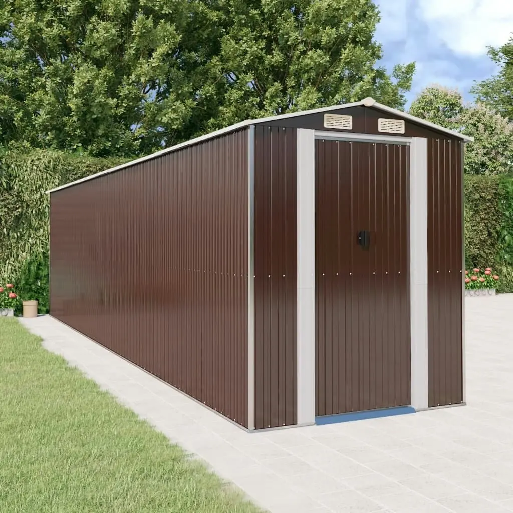 Garden Shed Dark Brown 192x772x223 cm Galvanised Steel 3147467