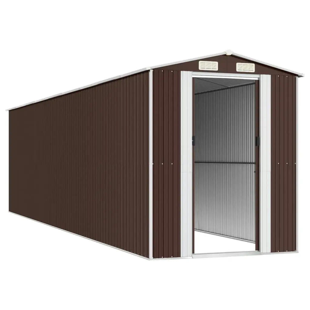 Garden Shed Dark Brown 192x772x223 cm Galvanised Steel 3147467