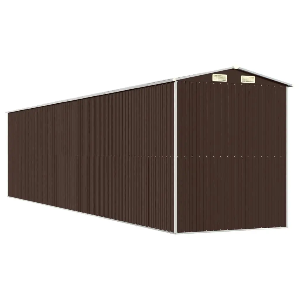 Garden Shed Dark Brown 192x855x223 cm Galvanised Steel 3147468