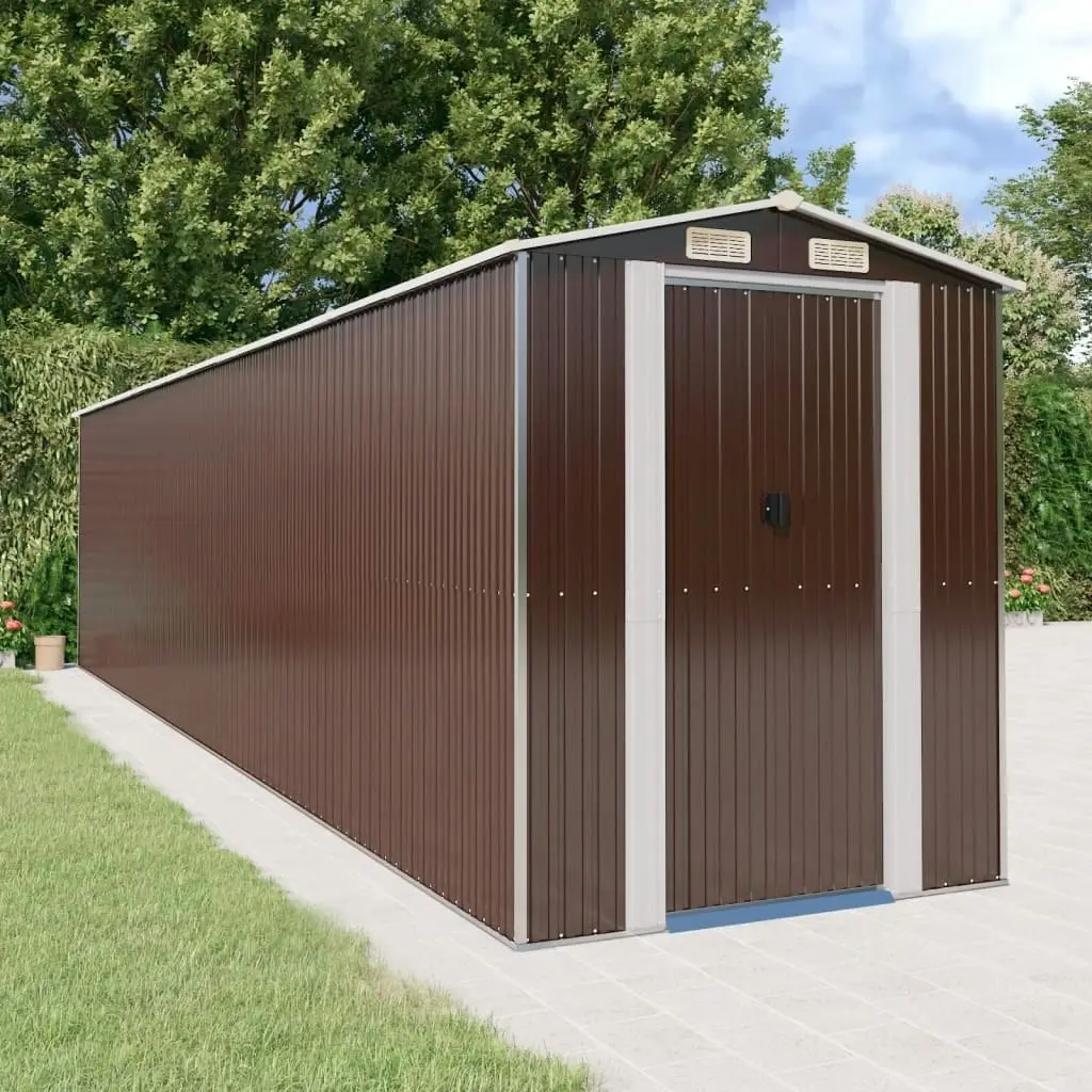 Garden Shed Dark Brown 192x855x223 cm Galvanised Steel 3147468