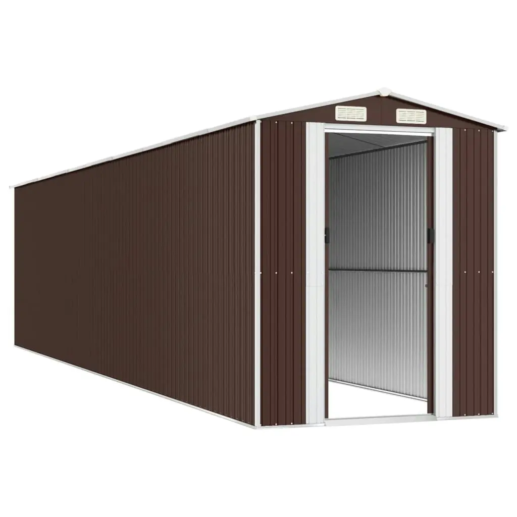 Garden Shed Dark Brown 192x855x223 cm Galvanised Steel 3147468