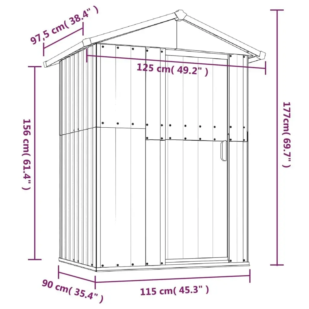 Garden Shed Green 126x97.5x177 cm Galvanised Steel 316233