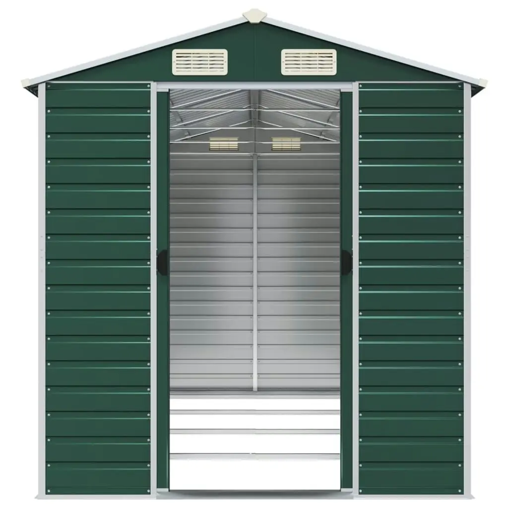 Garden Shed Green 191x385x198 cm Galvanised Steel 3188234