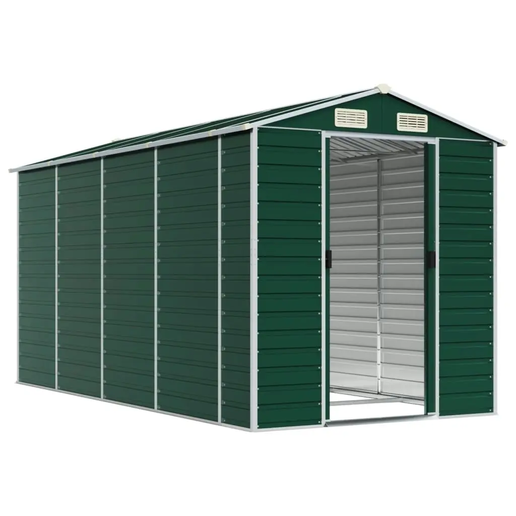 Garden Shed Green 191x385x198 cm Galvanised Steel 3188234