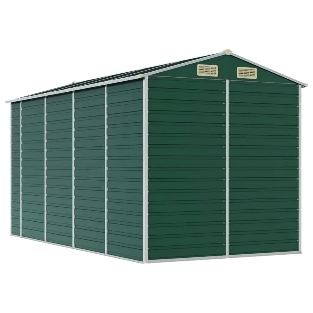 Garden Shed Green 191x385x198 cm Galvanised Steel 3188234