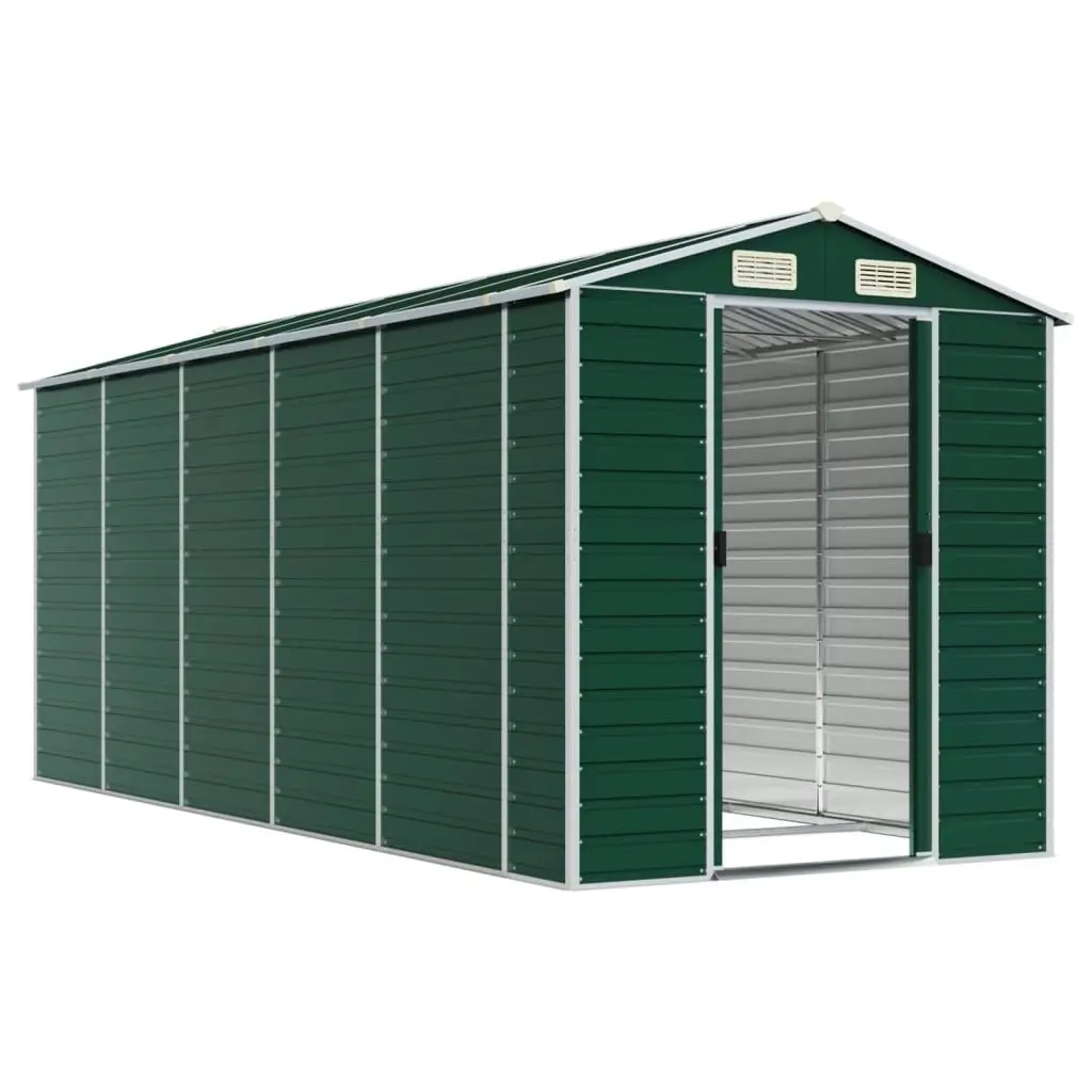 Garden Shed Green 191x470x198 cm Galvanised Steel 3188235