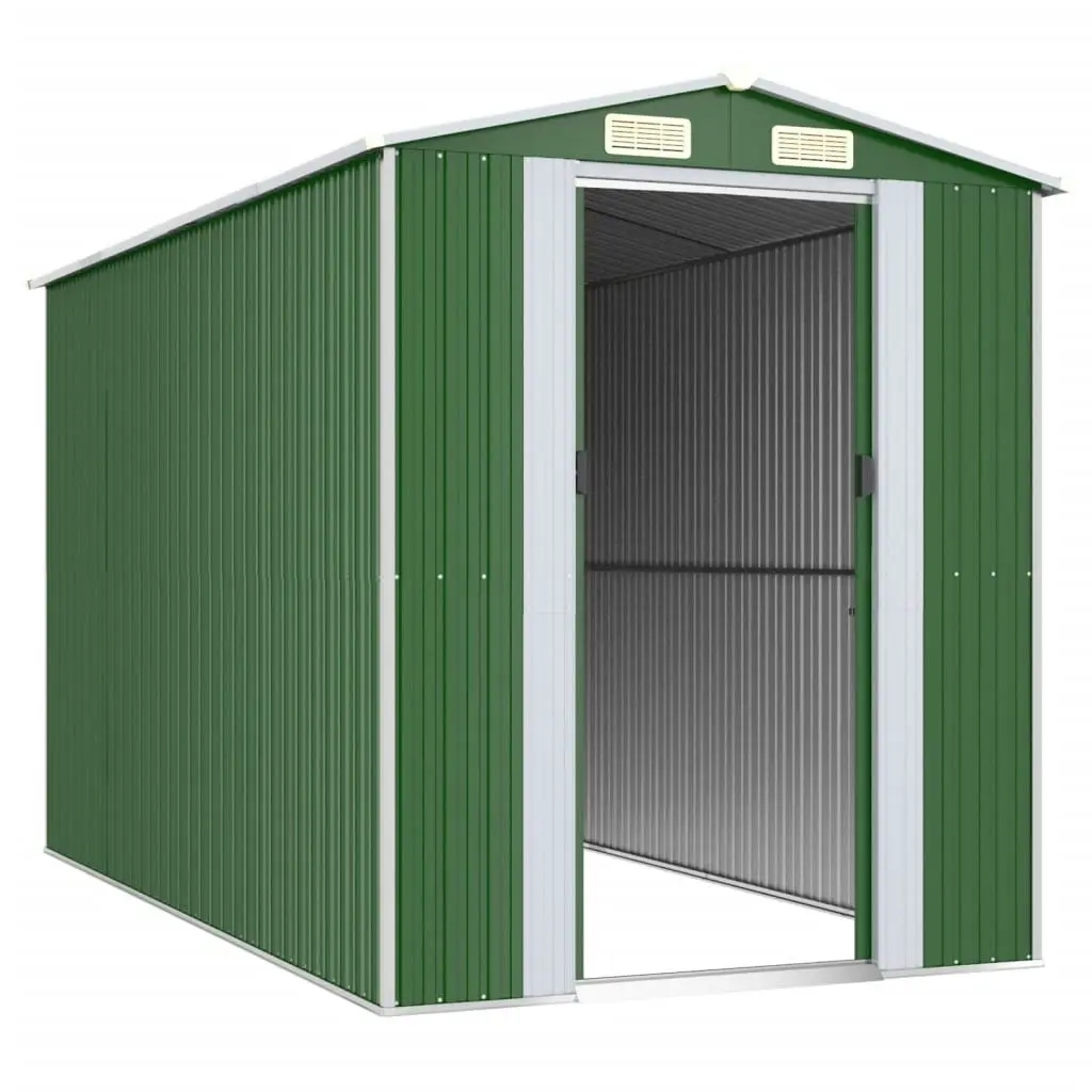 Garden Shed Green 192x357x223 cm Galvanised Steel 3147429