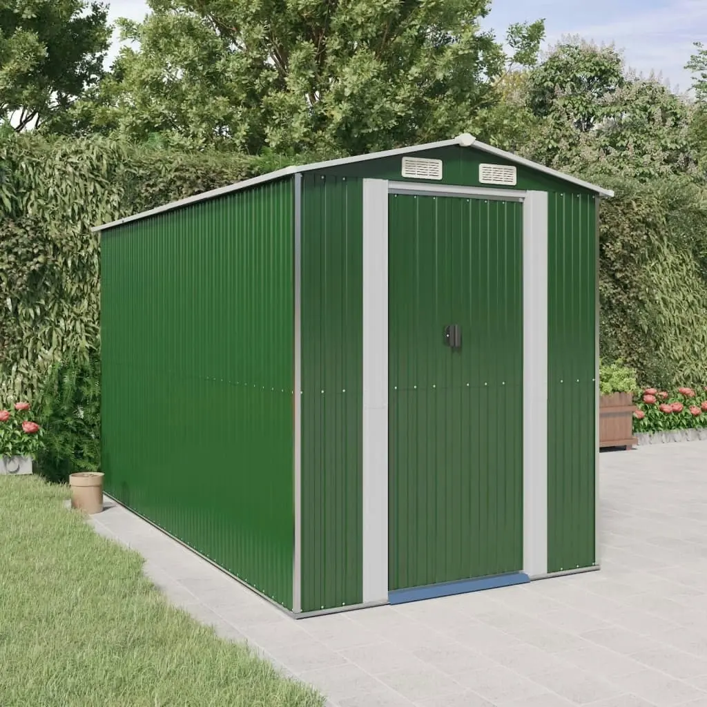 Garden Shed Green 192x357x223 cm Galvanised Steel 3147429