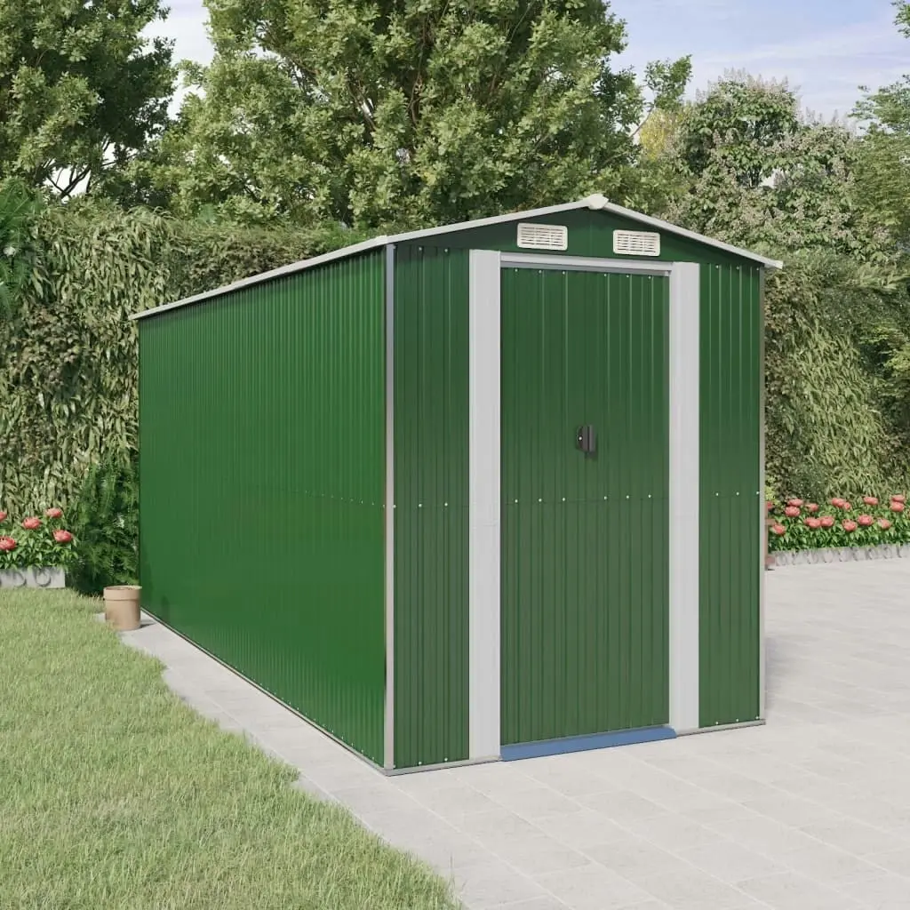 Garden Shed Green 192x440x223 cm Galvanised Steel 3147430