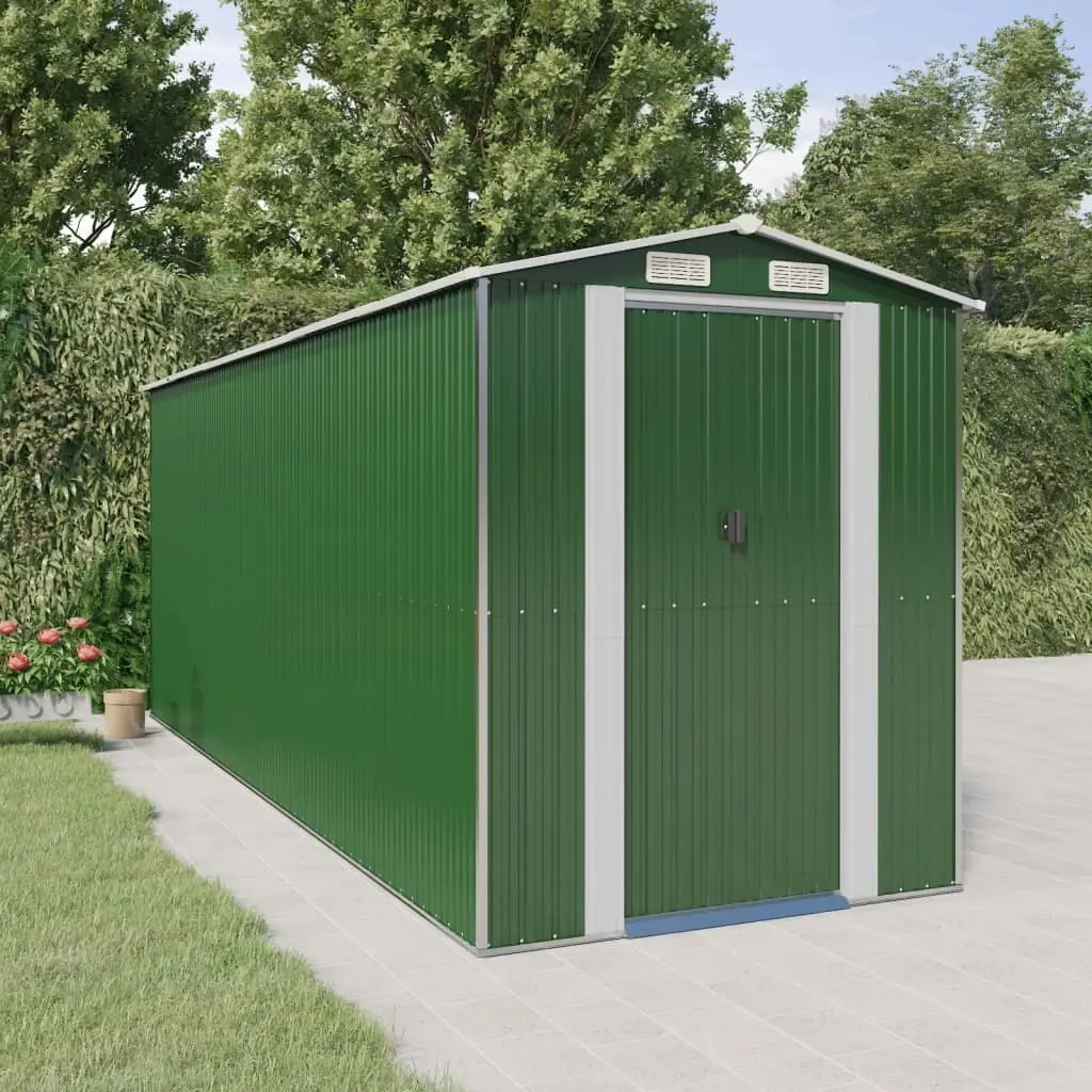 Garden Shed Green 192x523x223 cm Galvanised Steel 3147431